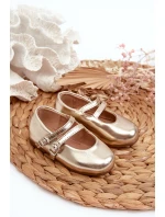 Dětské baletky s proužky zlaté Margenis