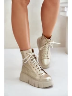 Kožené Boty Na Platformě Maciejka 06751-25 Zlaté
