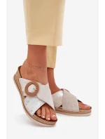 Dámské Sandály Na Klínu S Dekorativní Sponou Světle Béžové Inblu RV000012