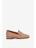 Kožené dámské mokasíny s ozdobným detailem D&A CR61-3125 Béžové