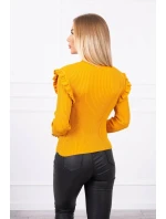 Sladěná svetrová halenka s knoflíky hořčicové barvy