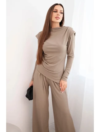 Dámská bavlněná souprava s halenkou a kalhotami širokého střihu fango