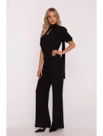 S421 Kombinéza s mašlí na zavazování - černá