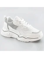 Bílo-šedé dámské sneakersy s brokátovými vsadkami (LU-2) Bílo-šedé dámské sneakersy s brokátovými vsadkami (LU-2)