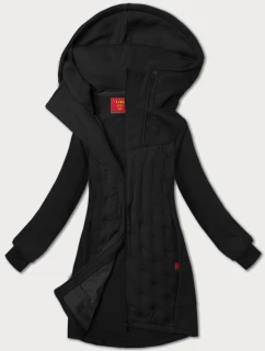 Černá dlouhá dámská mikina se stojáčkem a kapucí LHD (AMG-178)