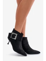 Dámské botky na jehlovém podpatku s ozdobnou sponou černé Nirilis