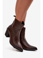 Kožené dámské kovbojky na podpatku vyhřívané Zazoo 60565 čokoládové