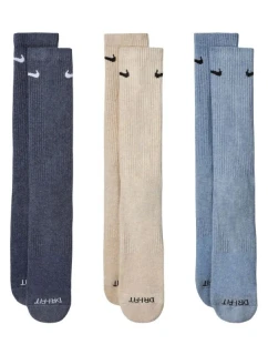 Nike Everyday Plus Cushioned ponožky 3 páry tmavě šedé, béžové, světle šedé SX6888 901