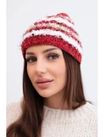 Dámská zimní čepice s barevnou přízí a elastickým stahováním K352 bordová