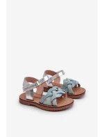 Dětské sandálky se suchým zipem s propletenými pásky modré Dianttha