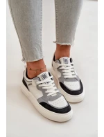 Dámské Nízké Tenisky Z Eko Kůže Big Star OO274028 Bílá-Šedá