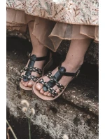 Dětské sandály na suchý zip s pruhy Černá Sammy