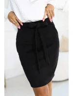 569-2 Semišová sukně s vázáním - ČERNÁ 569-2 Semišová sukně s vázáním - ČERNÁ