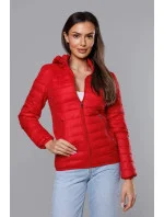 Červená prošívaná dámská bunda s kapucí (B0124-4) Červená prošívaná dámská bunda s kapucí (B0124-4)