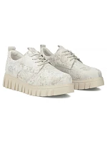 Kožené boty na platformě se stříbrnými květy DP6846 Filippo