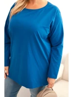 Dámská blůza Plus Size bavlněná s kulatým výstřihem chabrová Dámská blůza Plus Size bavlněná s kulatým výstřihem chabrová