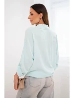 Dámská košile s viskózou a ozdobnými knoflíky a límečkem mátová