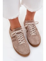 Semišové Nízké Tenisky Dámské Tmavě Béžové Zazoo N1068 Semišové Nízké Tenisky Dámské Tmavě Béžové Zazoo N1068
