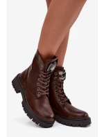 Dámské workery s ozdobou eko kůže čokoládové Karessa