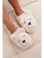 Dámské chlupaté papuče s motivem medvídka – bílé Galine