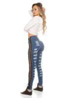 Sexy KouCla Skinny Jeans Used Look & Lacing
