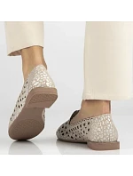 Dámské kožené ažurové polobotky béžové barvy Filippo DP7710