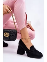 Semišové Lodičky Na Hrubém Podpatku A Platformě Černe Adriel