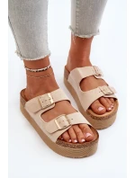 Dámské žabky na platformě s přezkami béžové Lolpey Dámské žabky na platformě s přezkami béžové Lolpey