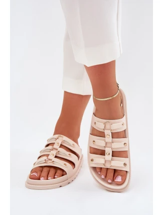 Dámské Pantofle S Pásky Světle Béžové Pasiriela