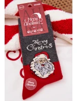 Pánské vánoční ponožky S nápisem A Usmívajícím se Santa Klausem Tmavě šedé