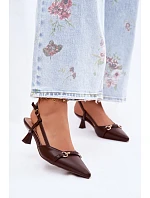 Dámské sandály na podpatku se špičatými špičkami Hnědé Felessa