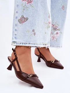 Dámské sandály na podpatku se špičatými špičkami Hnědé Felessa