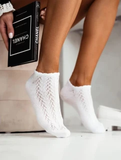 Dámské kotníkové azurové ponožky – bílé