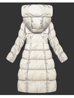 Dlouhá a hrubší zimní bunda v barvě ecru s opaskem Minority (P3-6033-12) Dlouhá a hrubší zimní bunda v barvě ecru s opaskem Minority (P3-6033-12)