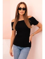 Dámská bavlněná blůza s výstřihem do V a potiskem bílá