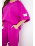 Dámský máslový komplet z viskózy mikina a široké kalhoty tmavě fialový