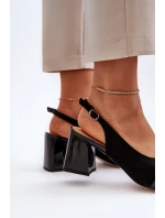 Dámské sandály na podpatku s ozdobou černé D&A MR38-659