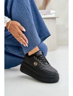 Sneakersy Sportovní Obuv Dámská Zateplená Na Masivní Podešvi Černé Verissha