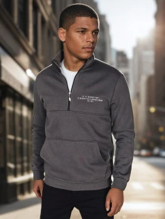 Pánská grafitová mikina s potiskem FashionStreet BX5888