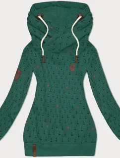 Vzorovaná dámská mikina v tyrkysové barvě (2304)