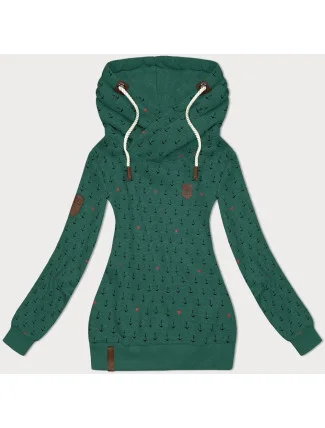 Vzorovaná dámská mikina v tyrkysové barvě (2304) Vzorovaná dámská mikina v tyrkysové barvě (2304)