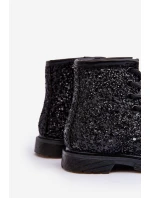 Dětské Brokatové Botky Oceněné Se Zipem Černé Saussa