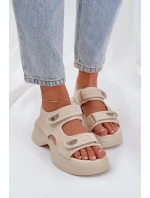 Textilní Lehká Sandály Na Platformě Světle Béžové Deniffia