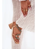 Dámské Sandály Na Podpatku S Krystaly Artiker 56C1377 Béžové Dámské Sandály Na Podpatku S Krystaly Artiker 56C1377 Béžové