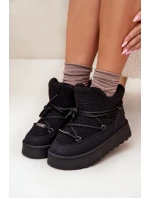 Dámské sněhule na platformě s kožešinkou (beránek) Big Star – černé