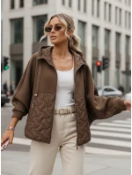 Dámská přechodná oversize bunda s kapucí hnědá FashionStreet TY5593