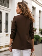 Dámské klasické sako s volánkovými rukávy čokoládové FashionStreet PY0138