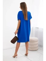 Šaty s kapsami a přívěskem chrpově modrá