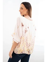 Dámská halenka s plisovaným rukávem a potiskem žlutá Dámská halenka s plisovaným rukávem a potiskem žlutá