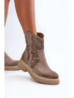 Zazoo 3470 Sametové Dámské Botky Na Ploché Podrážce Vyšívané Cappuccino Zazoo 3470 Sametové Dámské Botky Na Ploché Podrážce Vyšívané Cappuccino